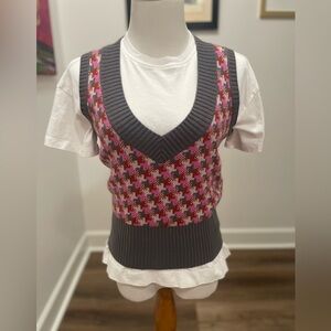 Vintage Cashmere Houndstooth Sweater Vest
